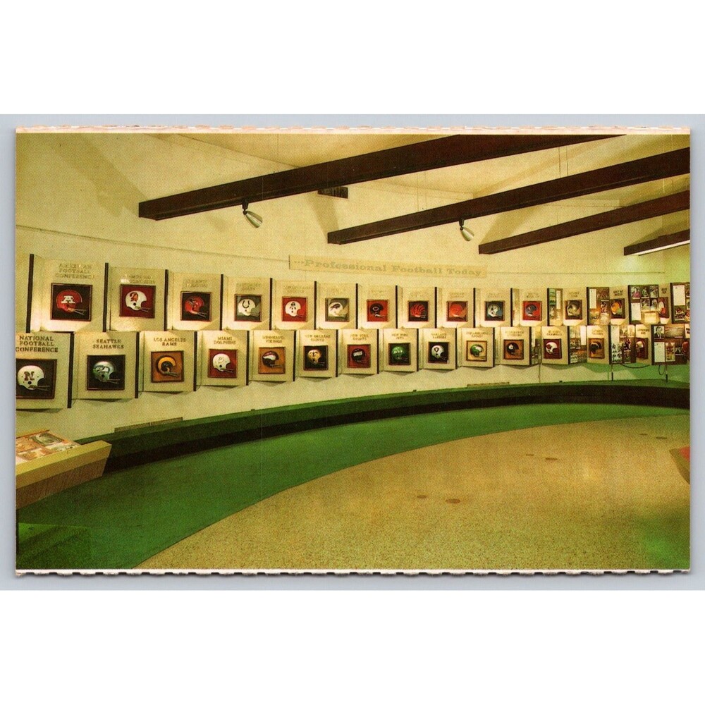Postcard Ohio Canton Pro Football Hall of Fame Every NFL Team is Honored c1970s